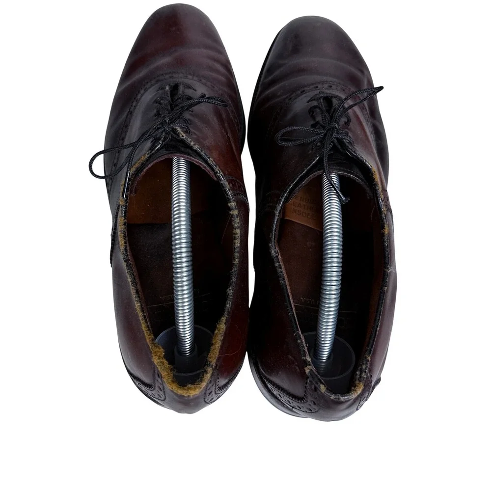 Allen Edmonds Sanford Oxford Shoes Mens 10.5 D Burgundy Leather Wingtip Brogue